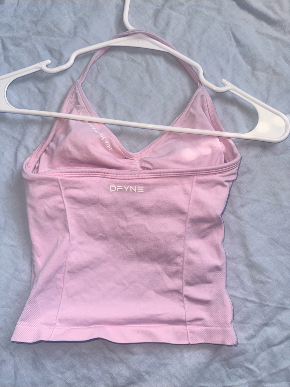 Light Pink Halter Tank Top with Ruched Front - Picture 2 of 2